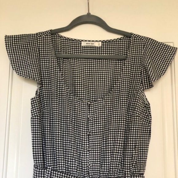 Black and White Gingham Jumpsuit, Small - Picture 9 of 9
